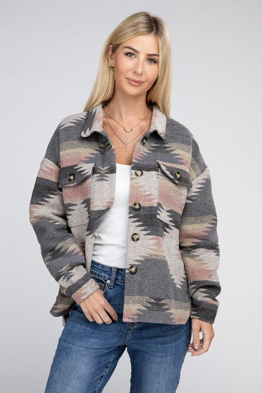 Geometric Print Long Sleeve Jacket