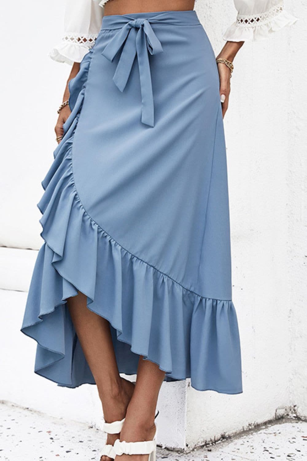 Ruffle Trim Tied Skirt.