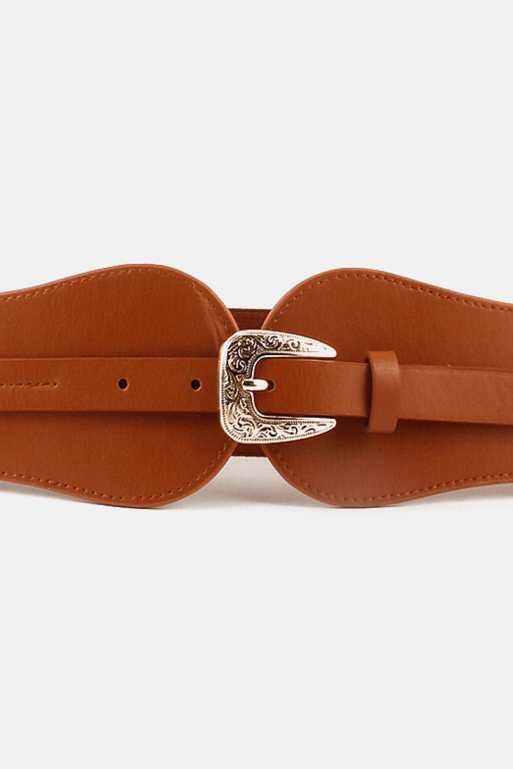 Wide Elastic Belt with Alloy Buckle.