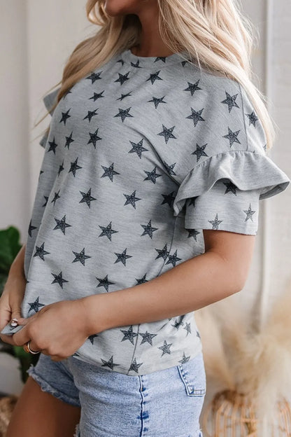 Simply Love: Star Print Tiered T-Shirt