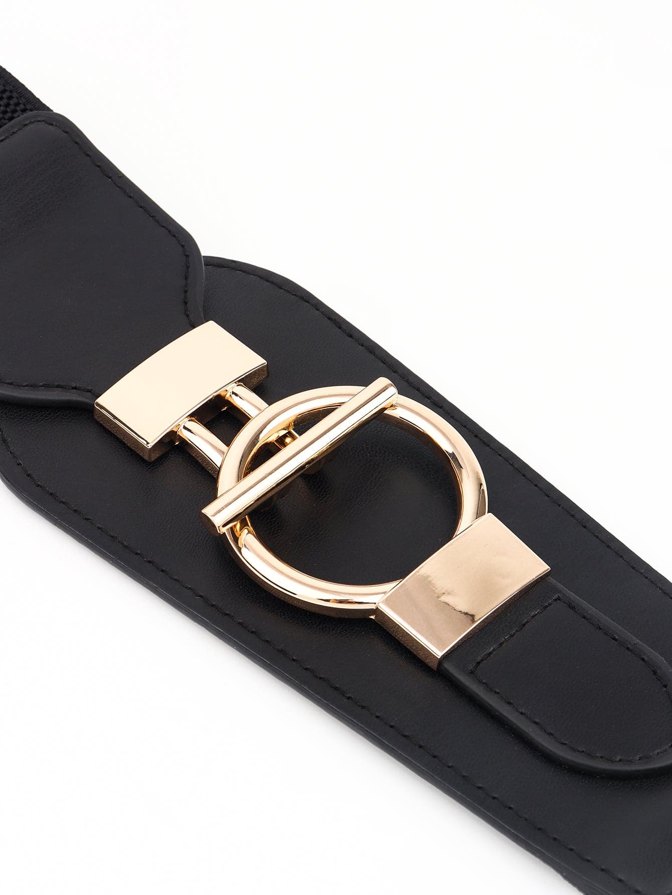 PU Elastic Wide Belt with Alloy Buckle.