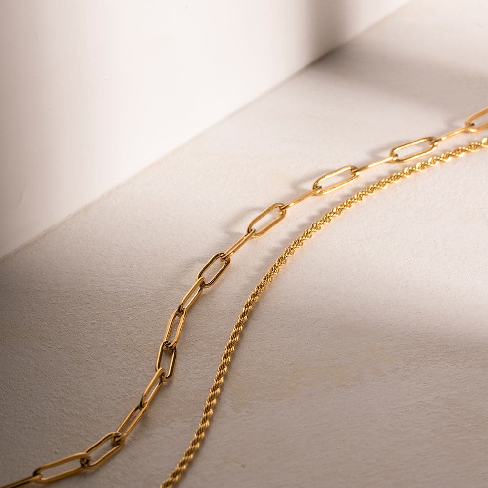 18K Gold-Plated Double Layered Necklace.