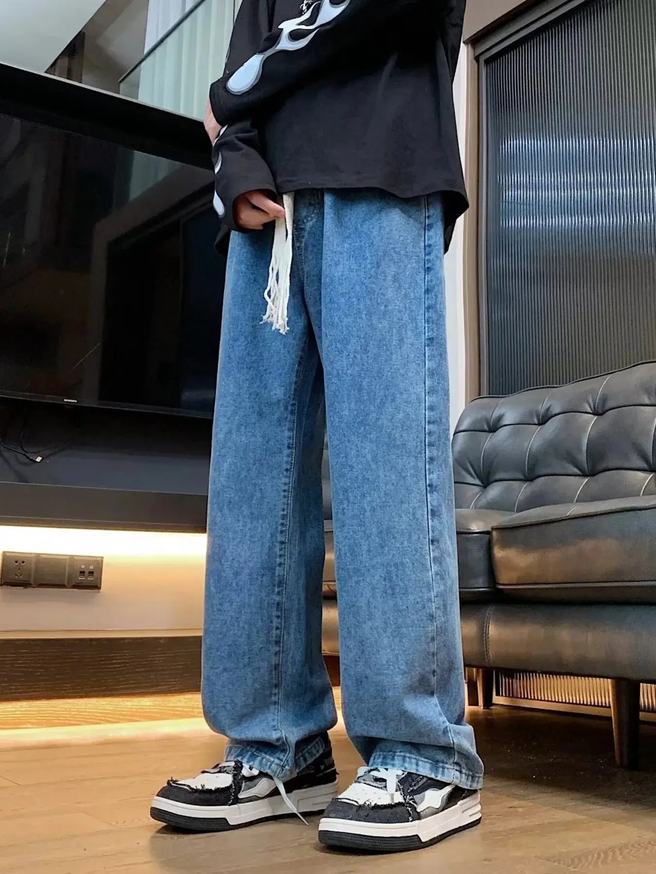Men's Full Size Loose Fit Drawstring Waist Jeans Plus Size Simply Love