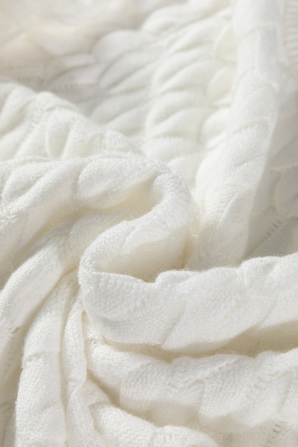 White Fish Scale Knit Ribbed High Neck Short Sleeve Sweater Dear-Lover Dropshipping