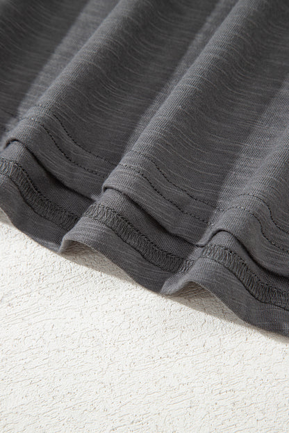 Plus Size Dark Grey Double Ruffled Short Sleeve Top