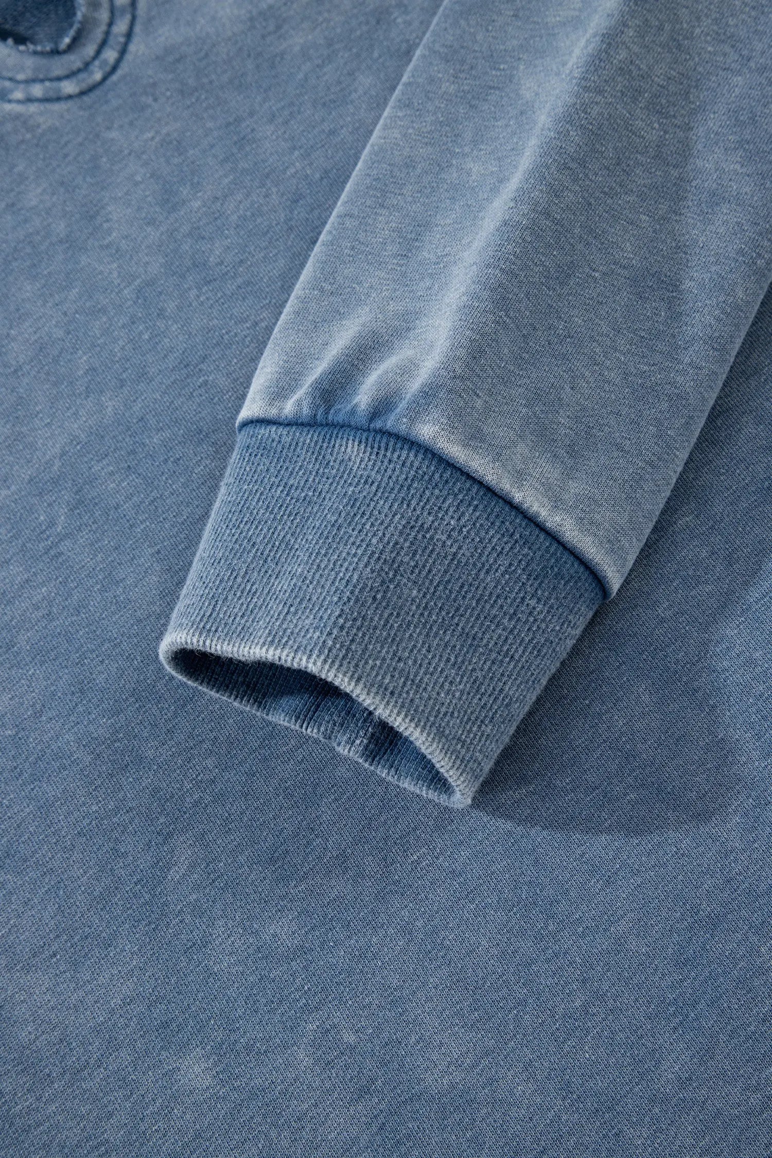 Sail Blue Lace Patchwork Notched Neck Mineral Wash Baggy Sweatshirt Dear-Lover Dropshipping