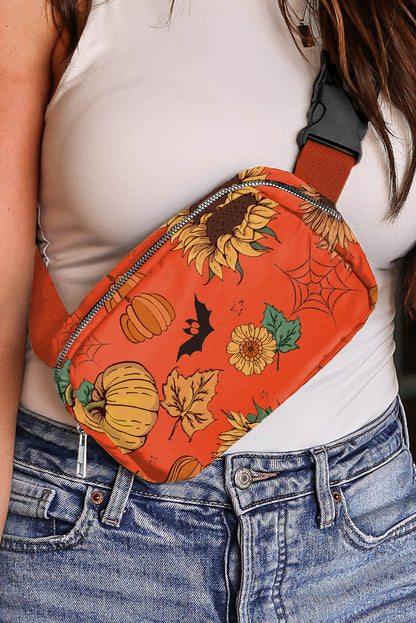 Pumpkin and sunflower Halloween crossbody bag