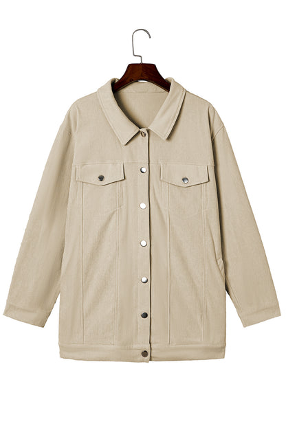 Khaki plus size corduroy jacket