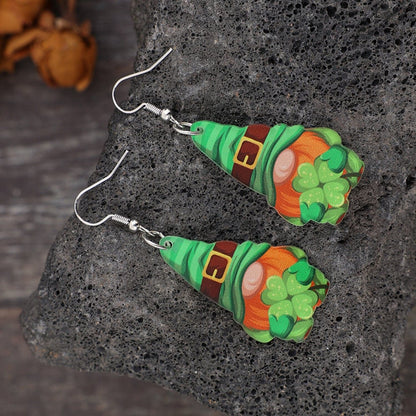 Wooden Alloy Dangle Earrings.