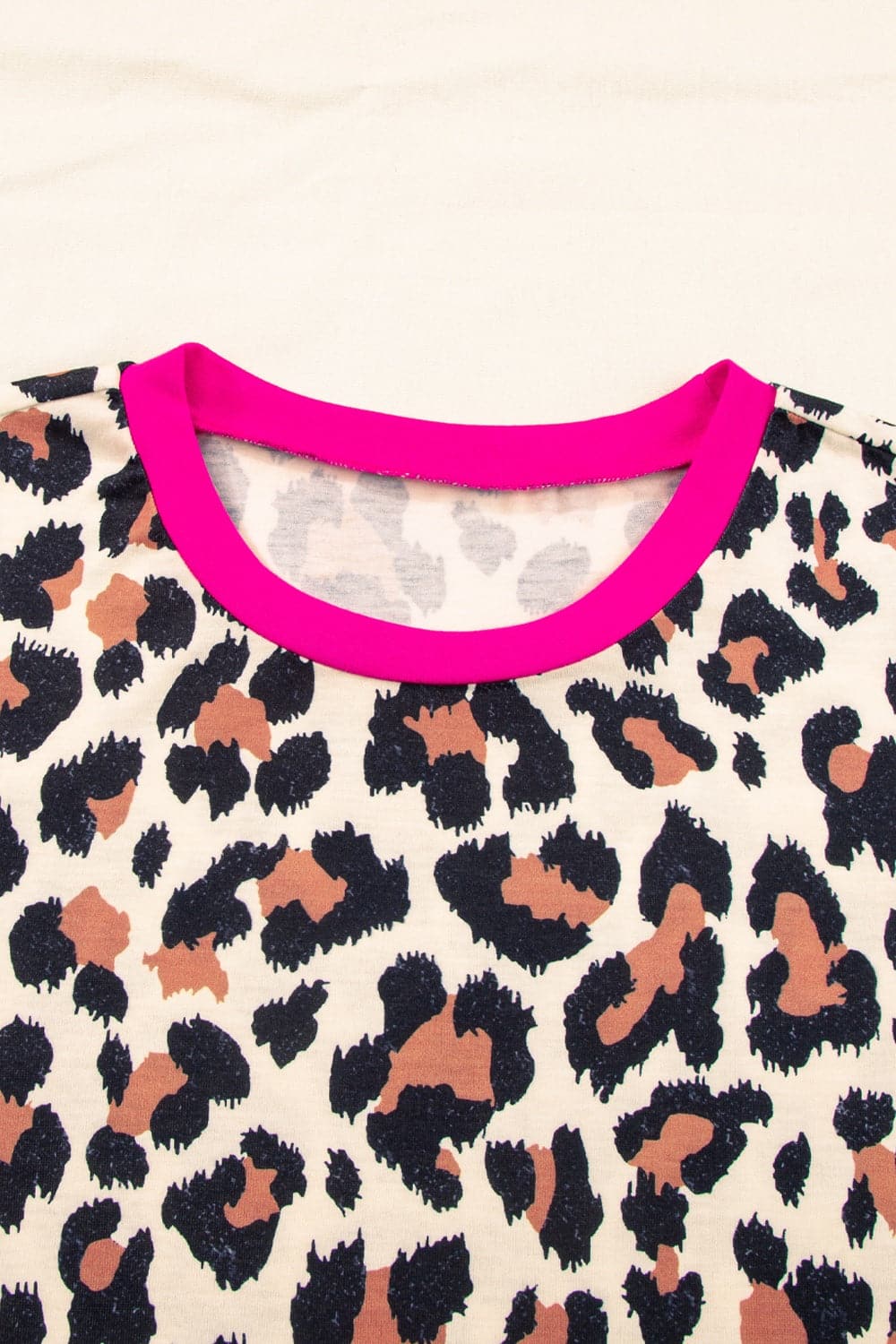 Leopard Round Neck Short Sleeve T-Shirt.