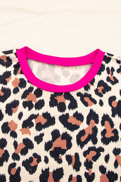 Leopard Round Neck Short Sleeve T-Shirt.