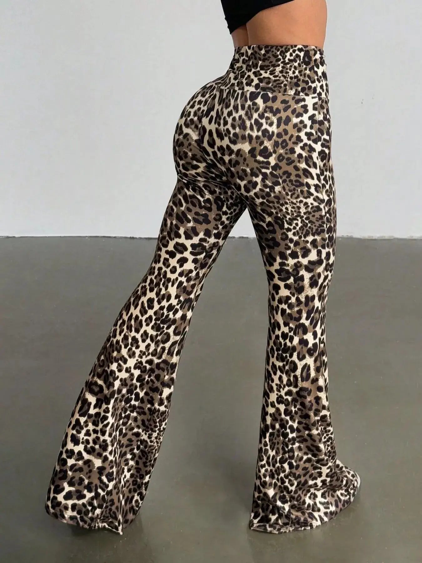 Leopard Print High Waist Flare Pants For Women With Stretch Simply Love