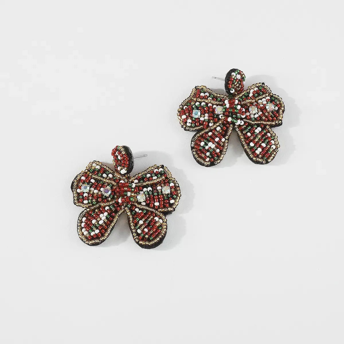 Beaded Bowknot Christmas Earrings Simply Love