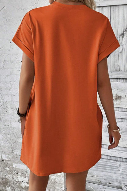 Casual round neck pocket tee dress