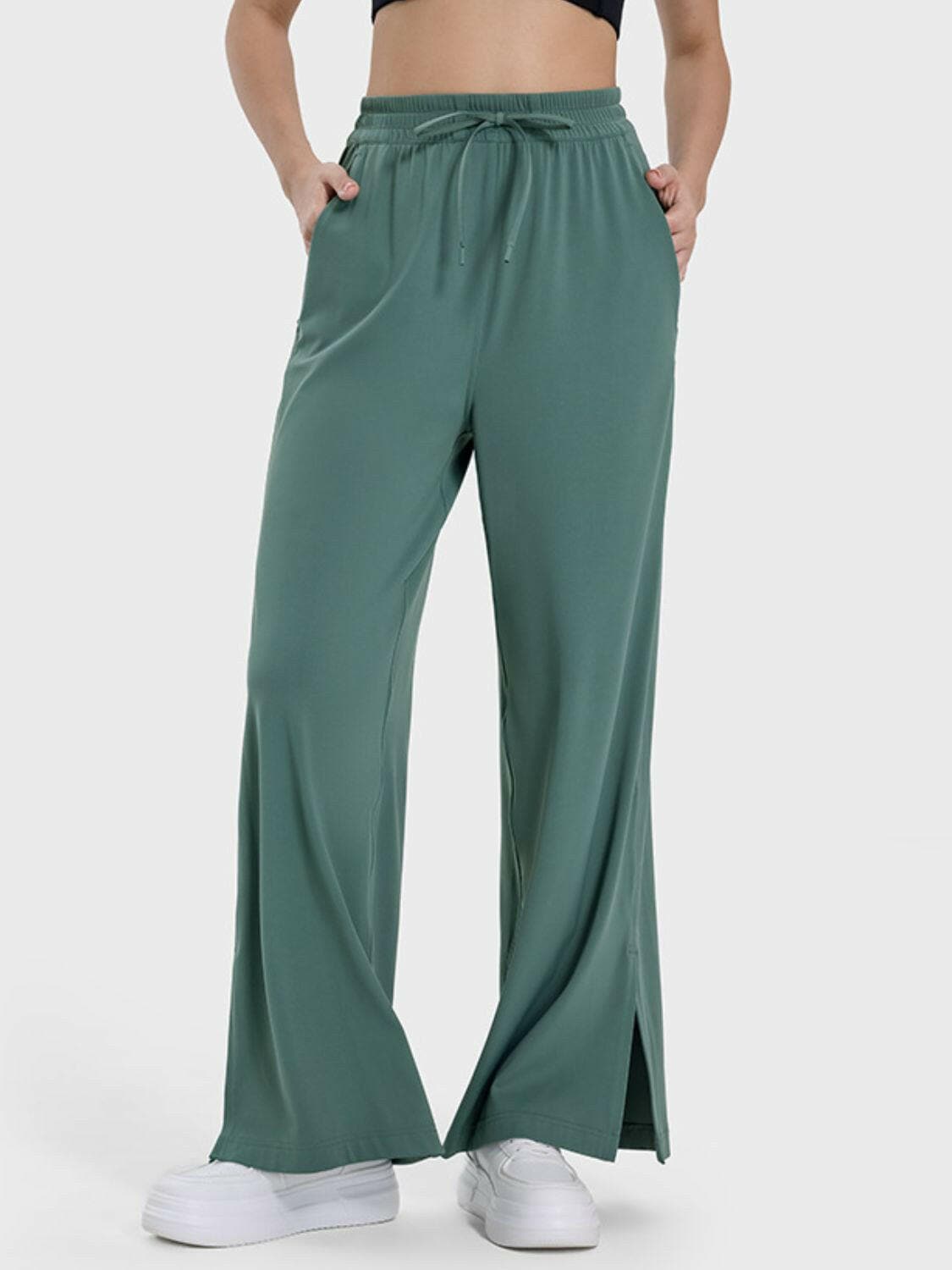 Slit Wide Leg Active Pants.