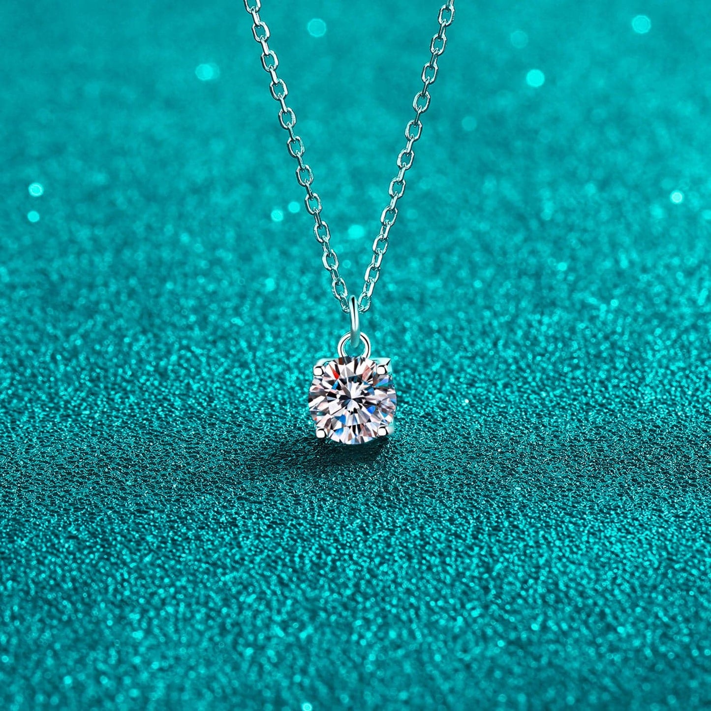 1 Carat Moissanite 925 Sterling Silver Necklace.