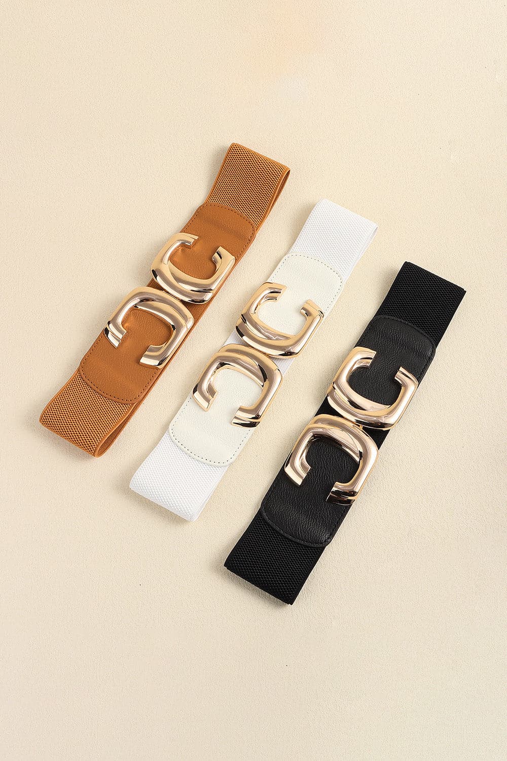 Zinc Alloy Buckle Elastic Wide Belt.