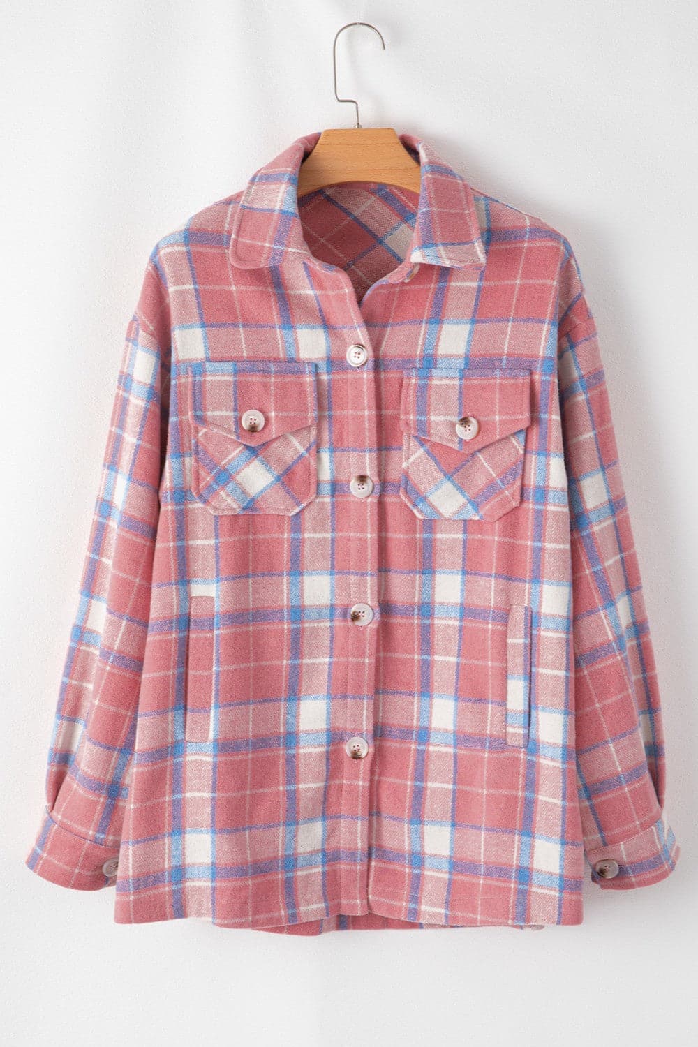 Plaid Button Up Long Sleeve Shacket.