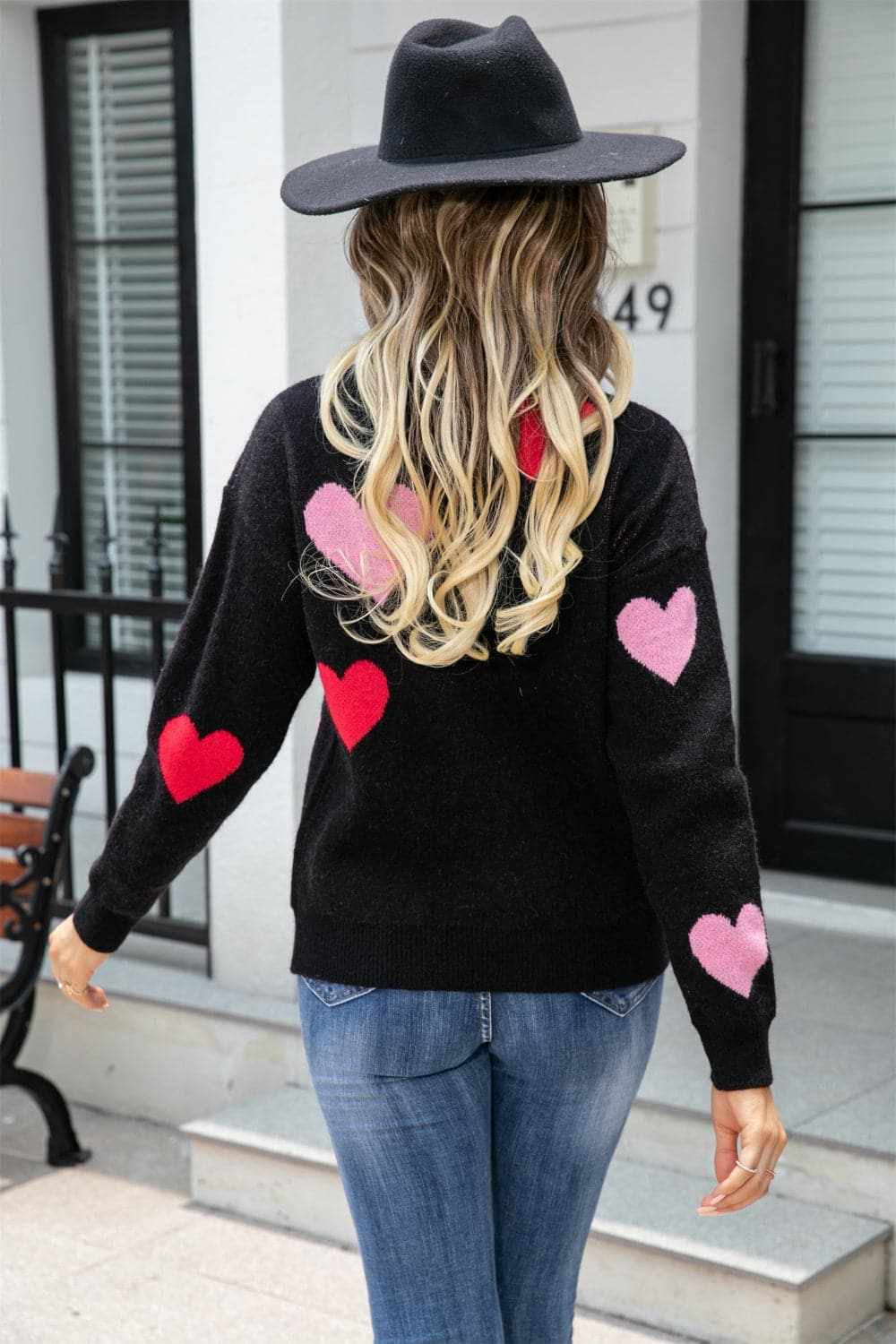 Cozy heart dropped shoulder sweater - Love Salve 