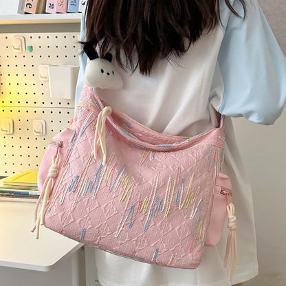 Textured nylon shoulder bag