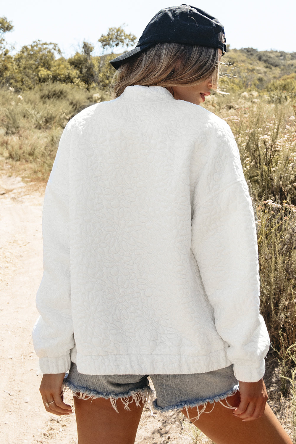 Floral quilted jacket in white