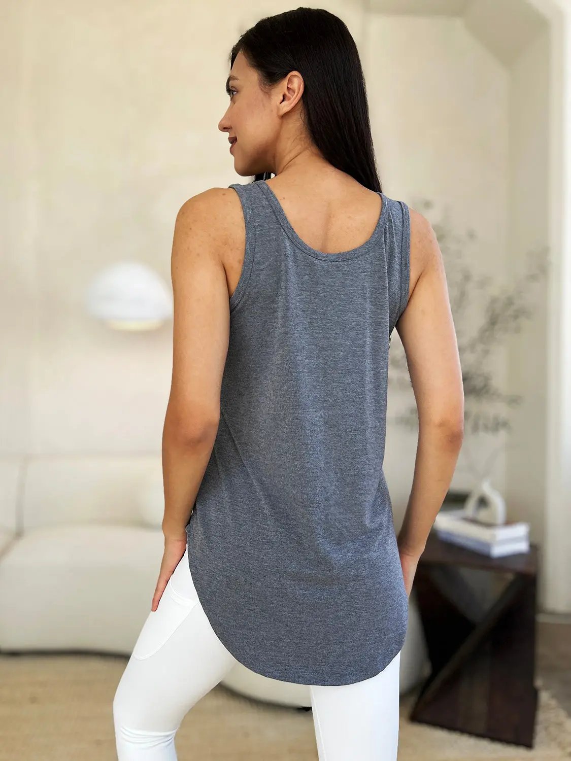 Basic Bae Full Size Round Neck Curved Hem Tank - Love Salve