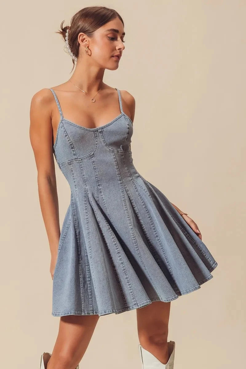 SO ME A Line Fit and Flare Denim Mini Dress Coco’s Tee Boutique