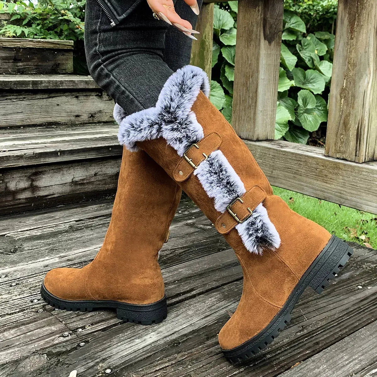 Round Toe Block Heels Boots Simply Love