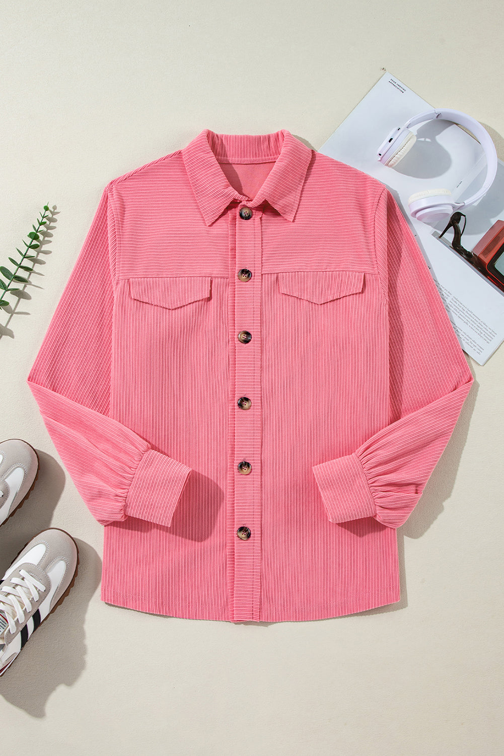 Bonbon corduroy button-up shacket