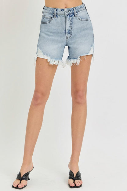 High-rise edgy denim shorts