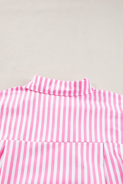 Pink striped oversized dolman sleeve shirt