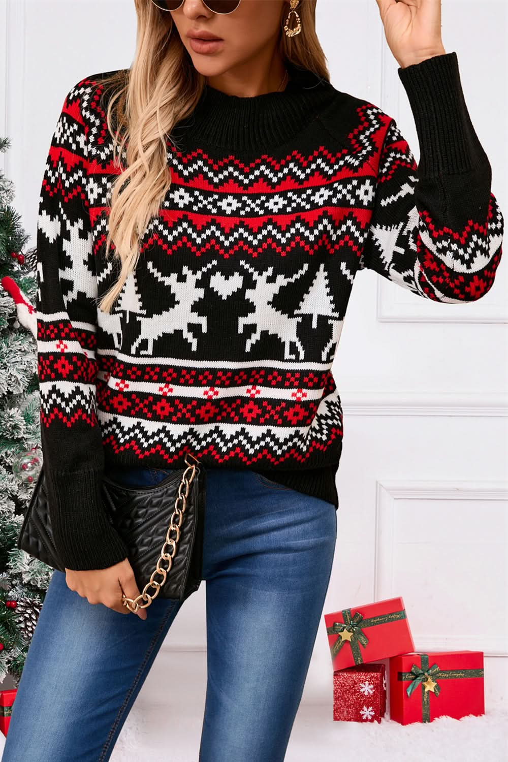 Angel wings reindeer sweater