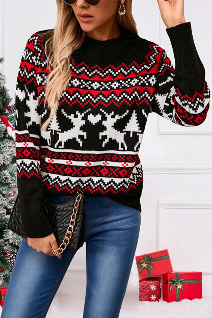 Festive angel wings reindeer sweater with long sleeves