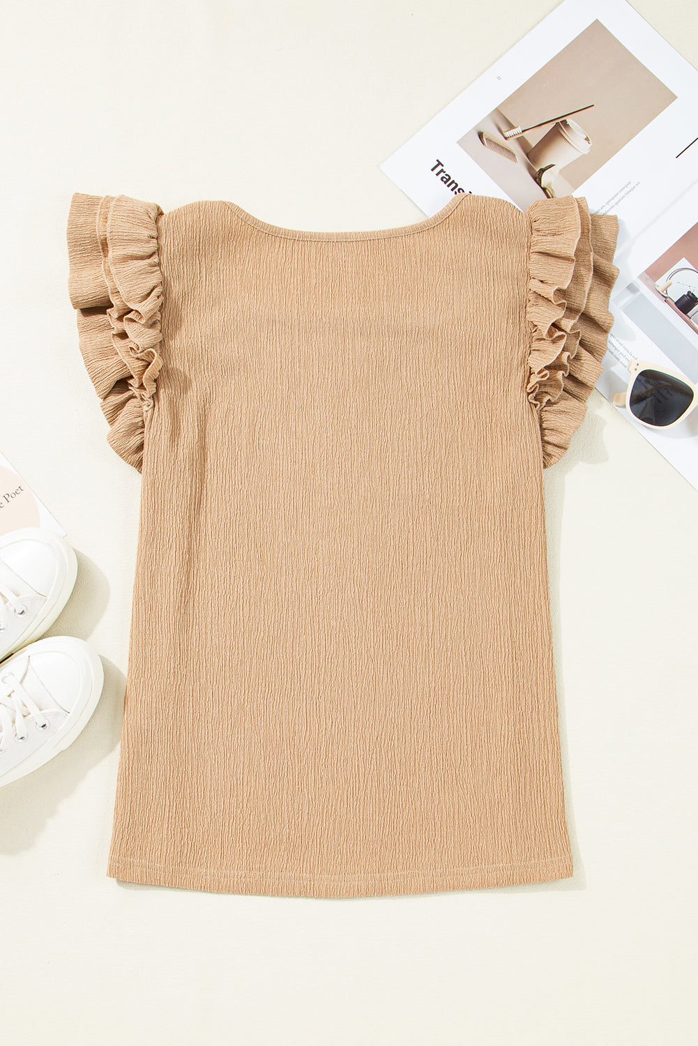 Nia Ruffled Tiered Sleeve Textured Blouse - Love Salve 