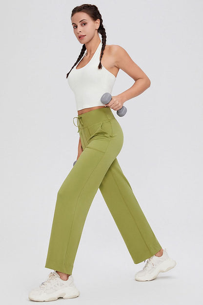 Essential Comfort Drawstring High Waist Pants with Pockets