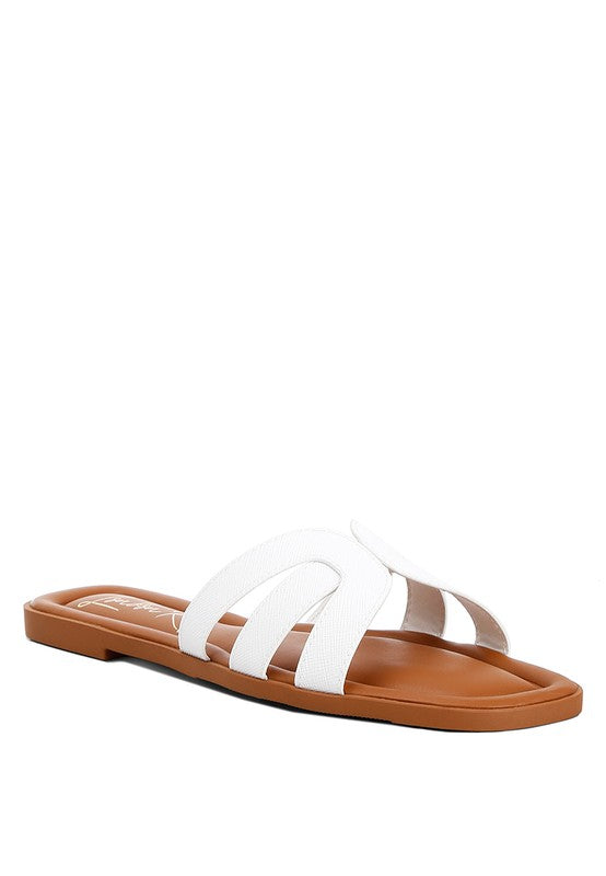 Aura Faux Leather Flat Sandals