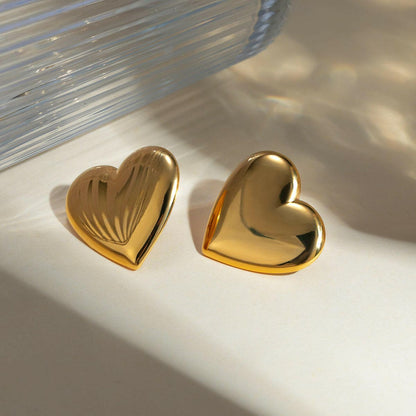 Stainless Steel Heart Stud Earrings.