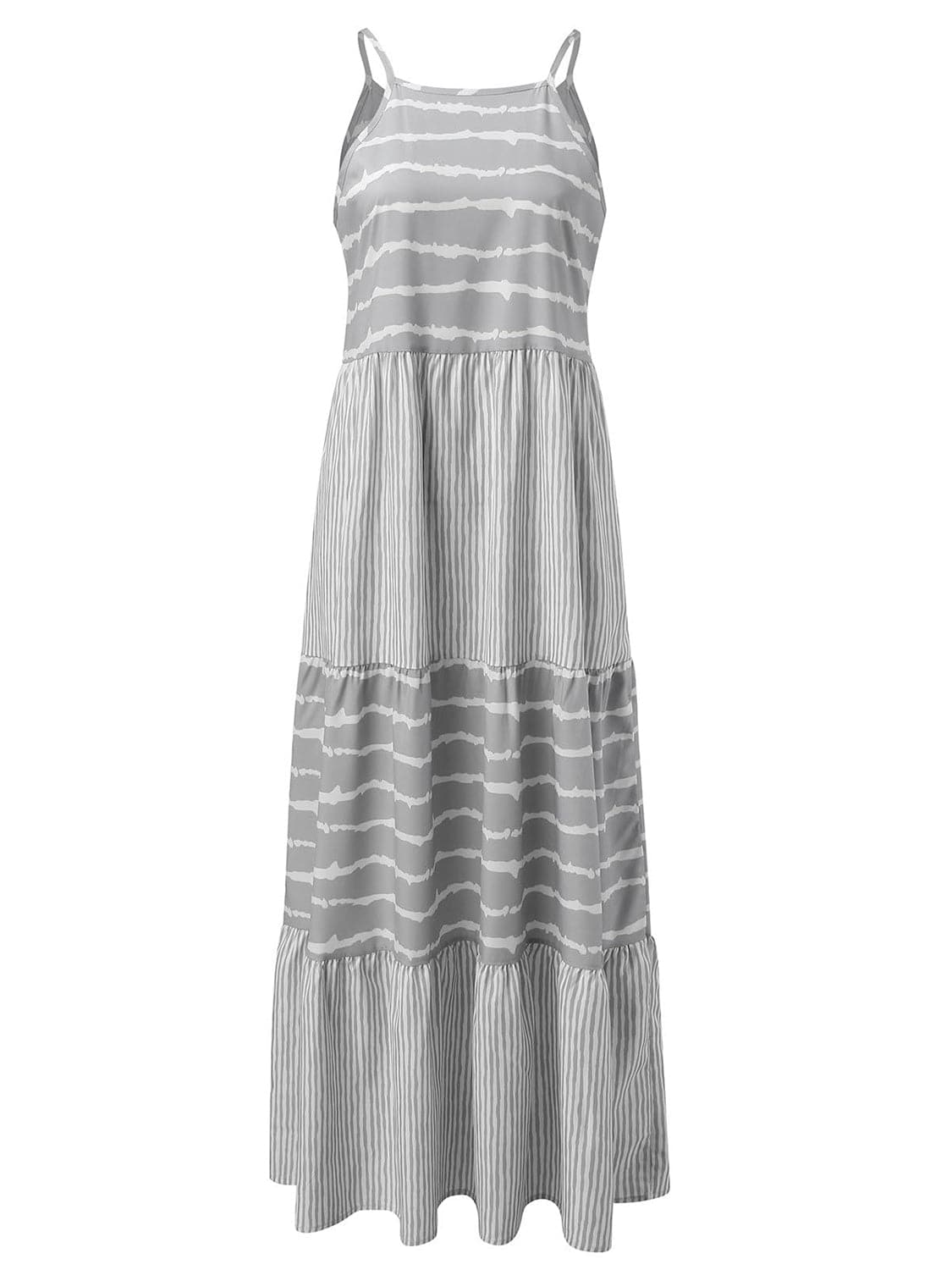 Tiered Striped Sleeveless Cami Dress.