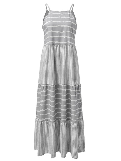 Tiered Striped Sleeveless Cami Dress.