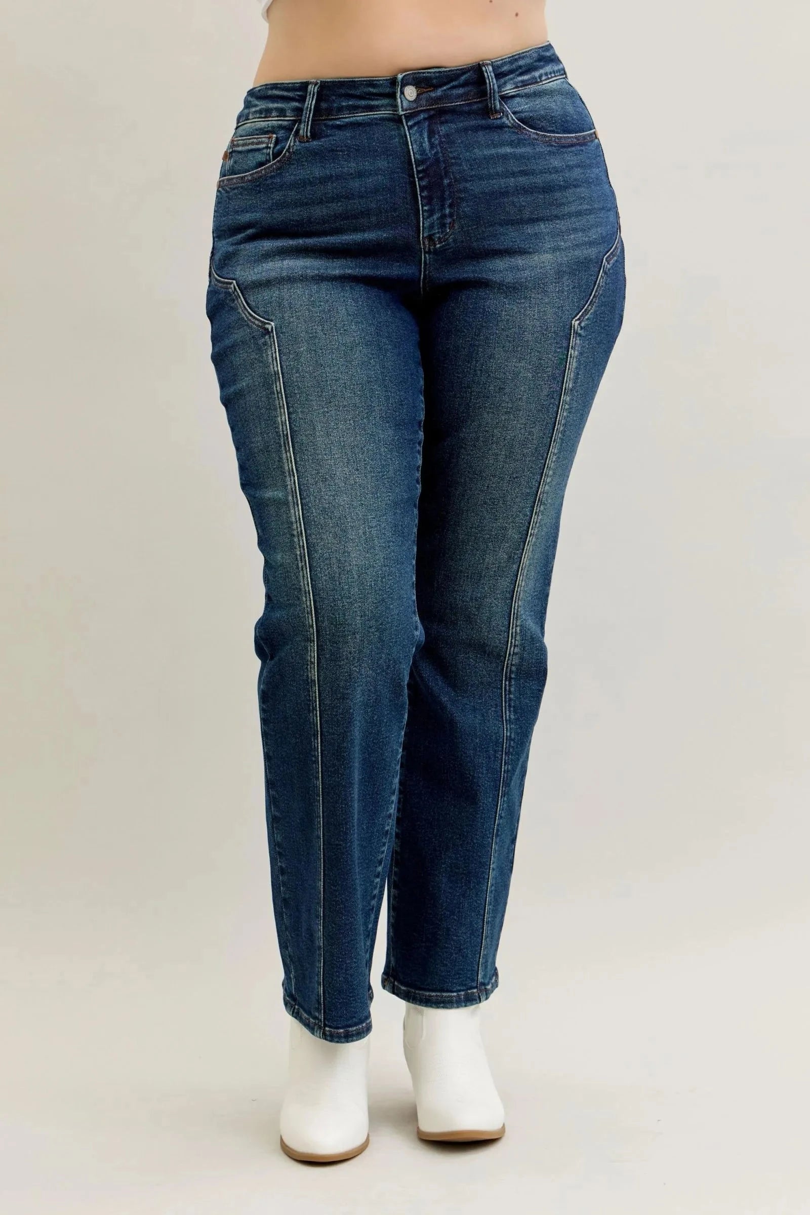 Judy Blue Full Size Seam Detail Straight Leg Jeans Plus Size Coco’s Tee Boutique