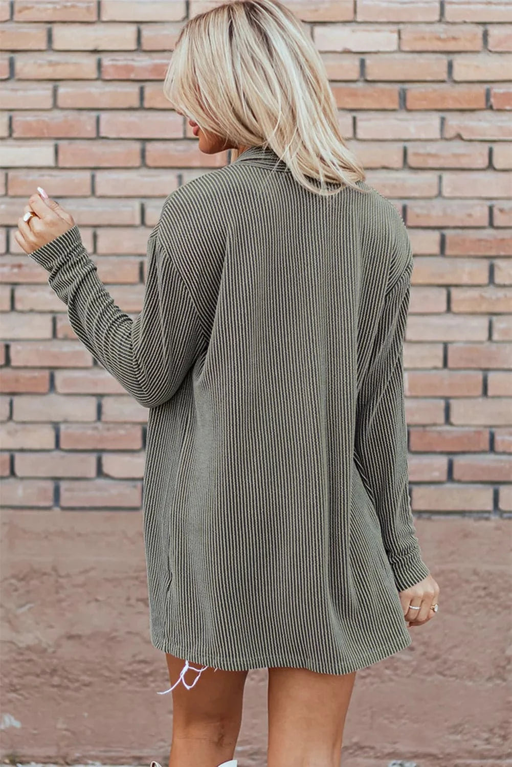 Textured Open Front Long Sleeve Cover Up.