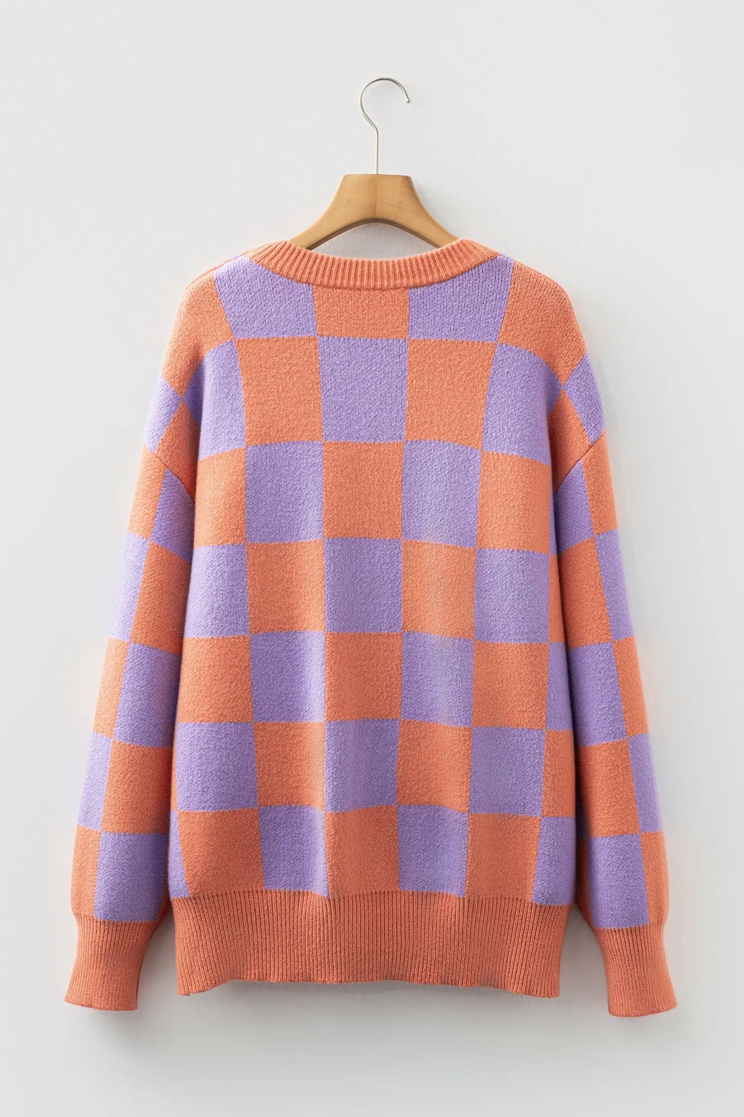 Dear-Lover Orange Knit Sweater Women's Daily Wear Cozy Checkered Knitwear Dear-Lover Dropshipping