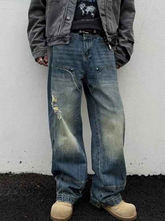 Men's Full Size Distressed Wide Leg Jeans Plus Size Simply Love