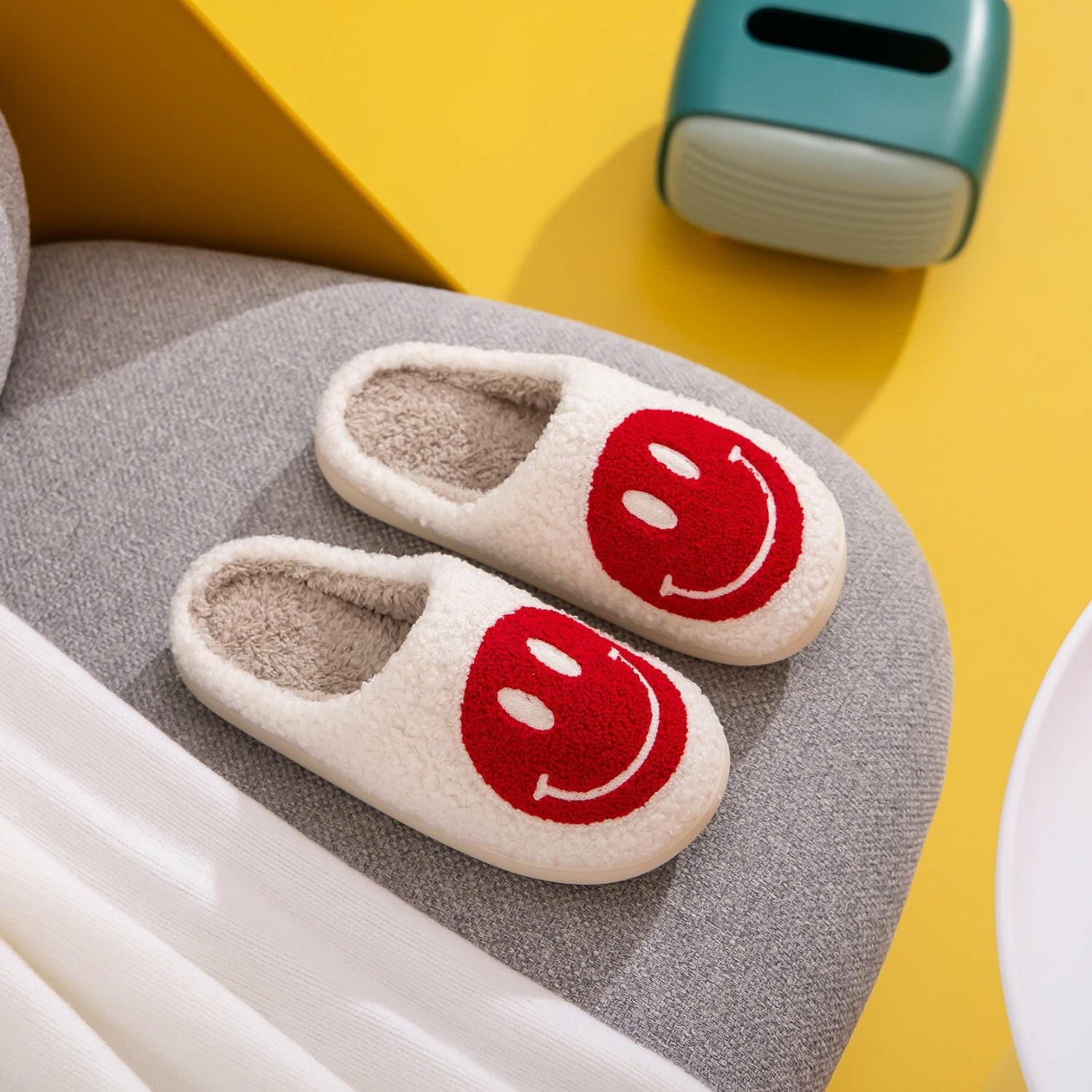 Melody Smiley Face Cozy Slippers.