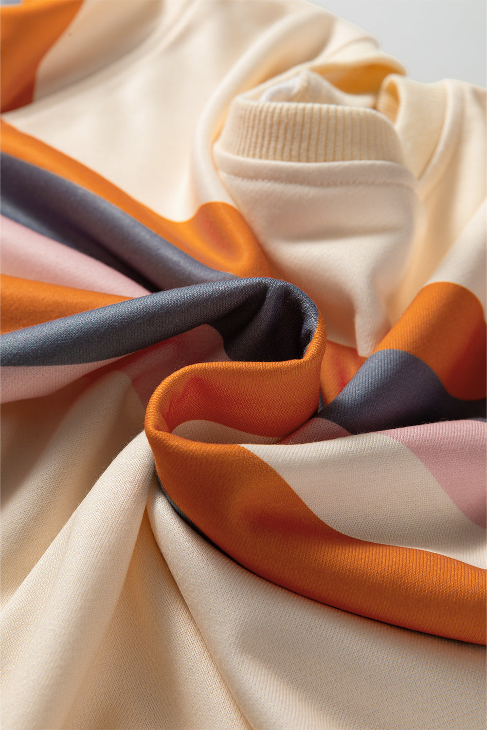 Beige Stripe Puff Sleeve Casual Pullover Sweatshirt For Women Cozy Knit Jumper Everyday Comfort Dear-Lover Dropshipping