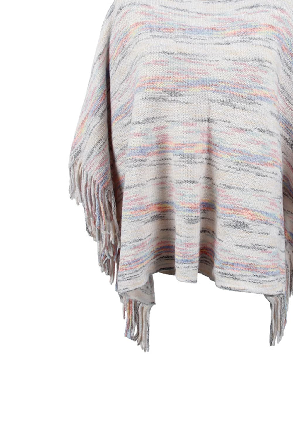 Round Neck Fringe Detail Sleeve Poncho.