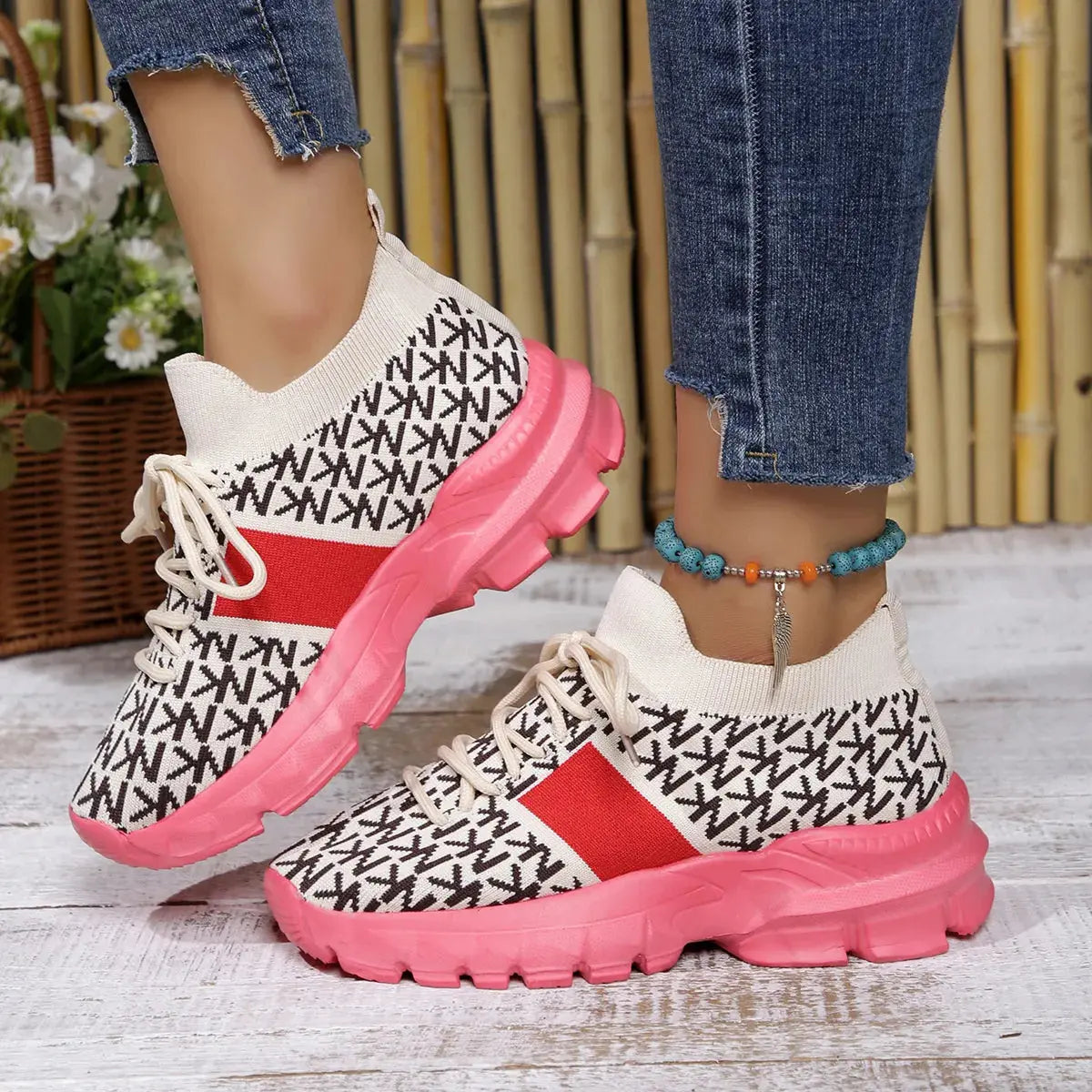 Round Toe Lace Up Sneakers Simply Love