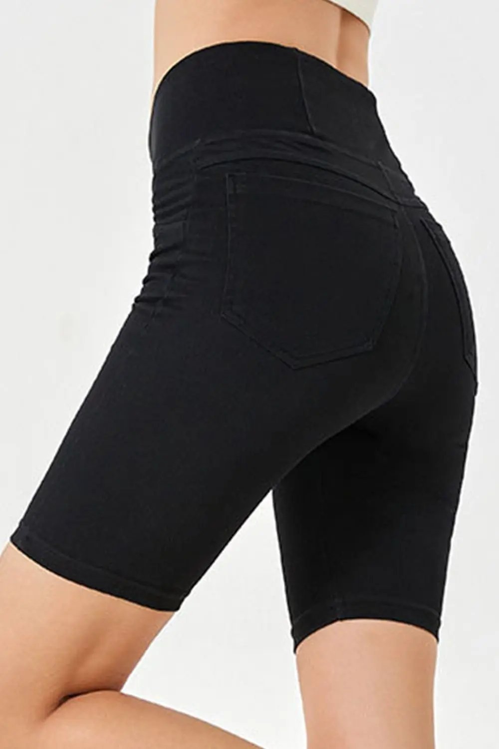 Basic Bae Asymmetrical Waist Denim Shorts with Pockets - Love Salve