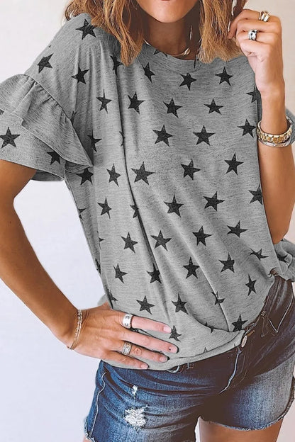 Simply Love: Star Print Tiered T-Shirt