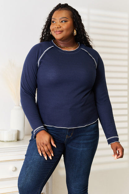 ShopBasicbae: Long Sleeve Round Neck Top